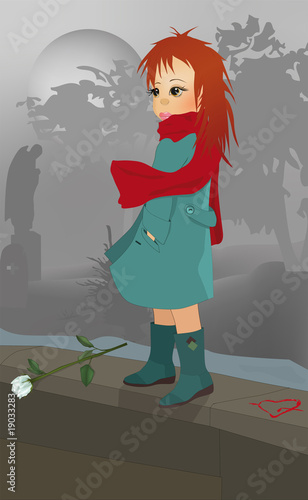 the girl on a cemetery
