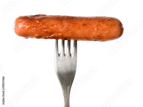 Fried Sausage on a fork