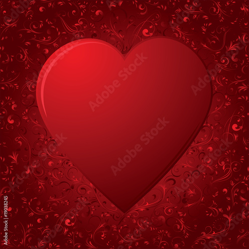 The Heart on red background