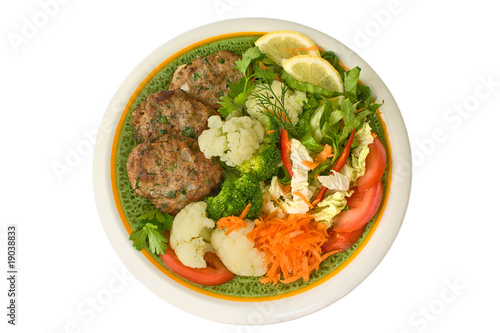 meat rissoles with vegetables