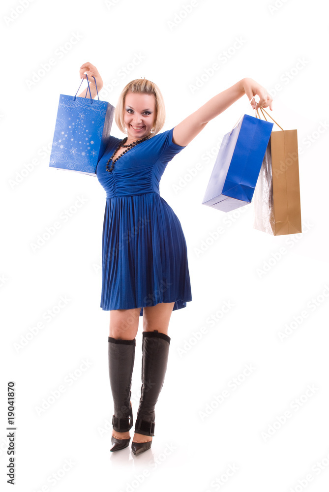 happy young woman with shopping bags happy young woman with shopping bags
