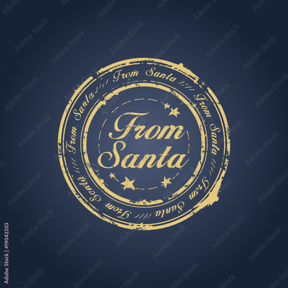 Fototapeta premium From Santa stamp on blue