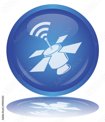 Bouton "Satellite" (Spatial - Télécommunications - Vecteur)