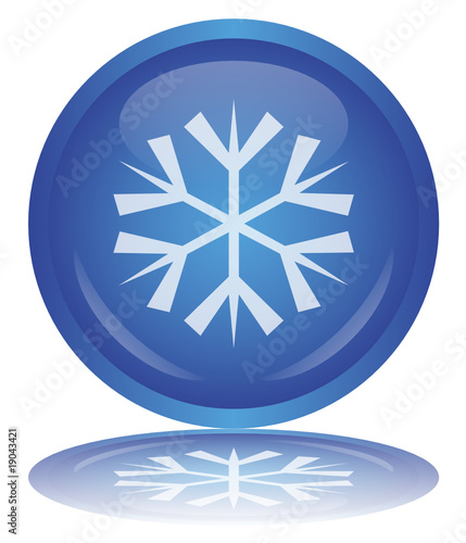 Bouton FLOCON DE NEIGE (Hiver - Frigorifique - Gel - Vecteur)