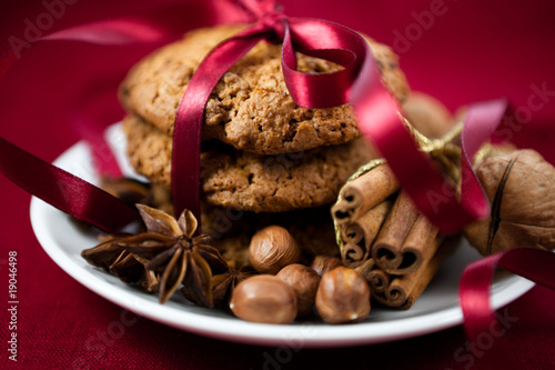 Homemade christmas cookies with nuts and spices