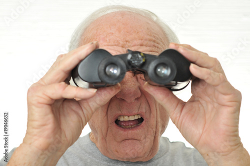 Man with binoculars is confused with results