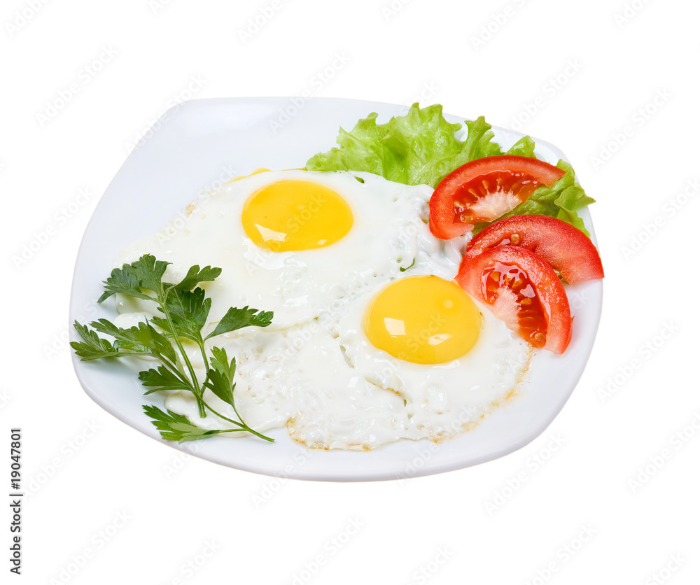 Delicious egg with vegetable close up Delicious egg with vegetable close up