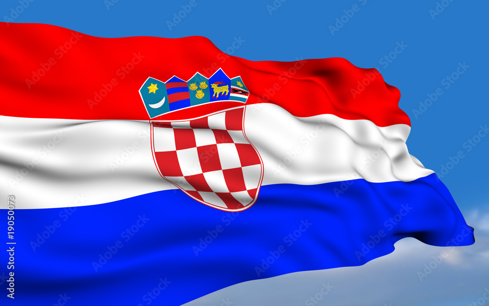 Croatian flag waving on wind
