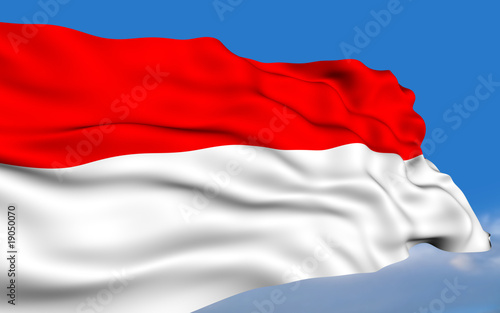 Indonesian flag waving on wind