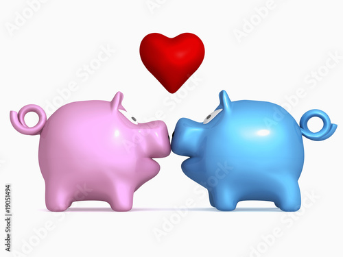 küssende Sparschweine