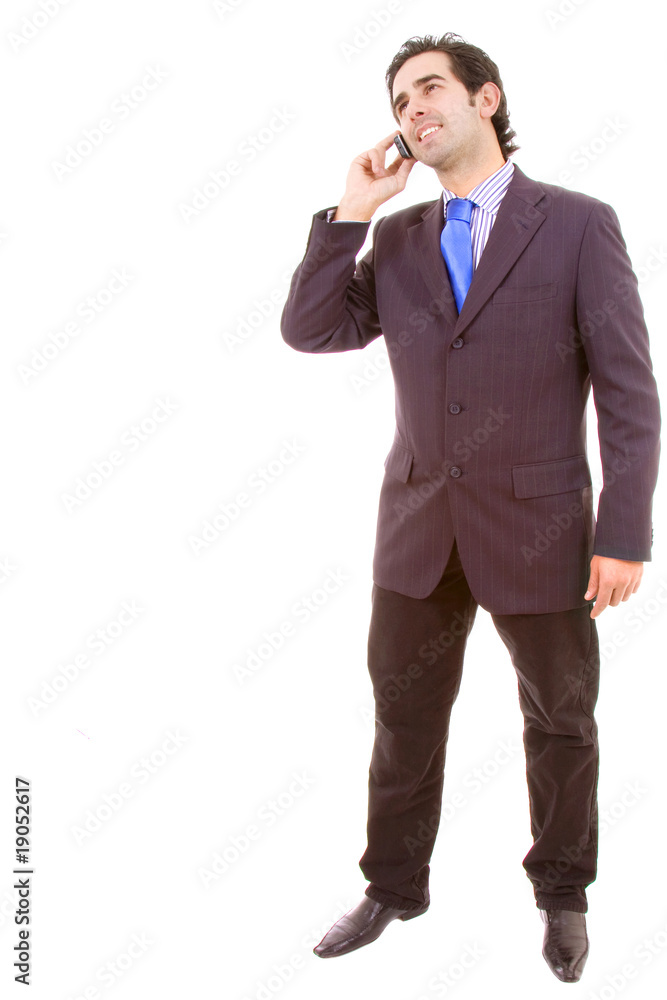 Young business man on the phone, isolated isolated on white bac Young business man on the phone, isolated isolated on white bac
