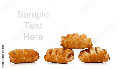 Apple danish on white with copy space