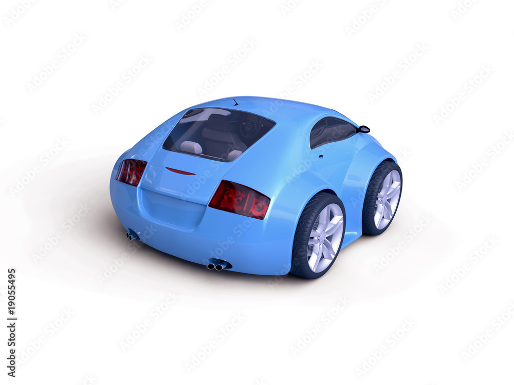 Baby Coupe Rear View  (Little Blue Tiny Isolated Concept Car)