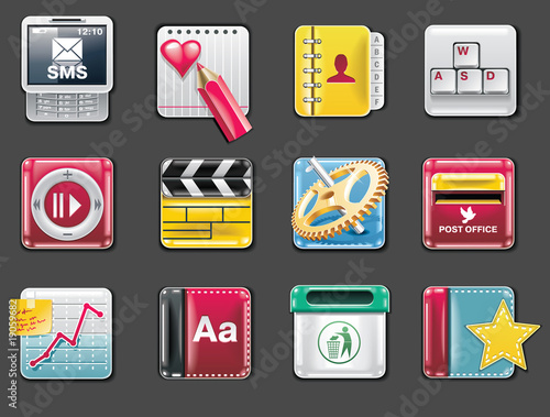Vector universal square icons. Part 4 (gray background)