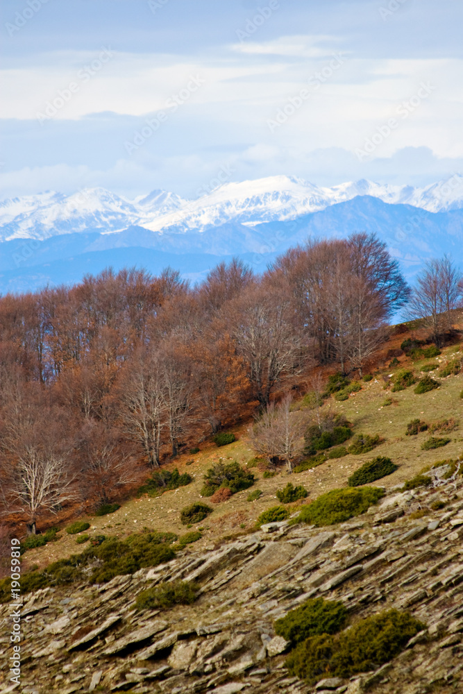 Pyrenees view from the Matagalls mountain, Montseny