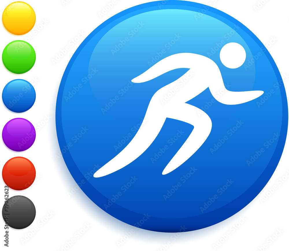 running icon on round internet button running icon on round internet button