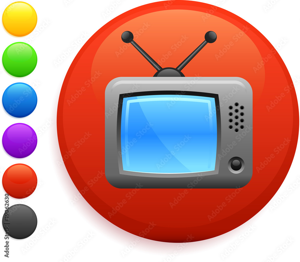 television icon on round internet button television icon on round internet button