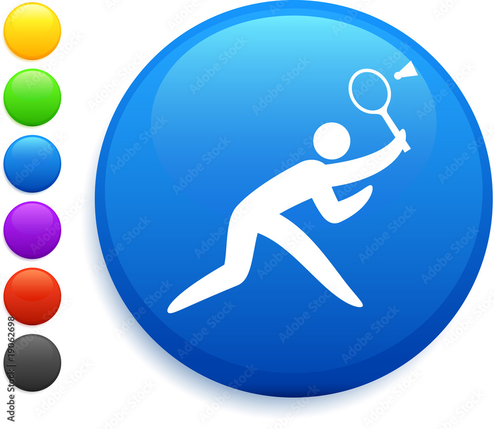 badminton icon on round internet button