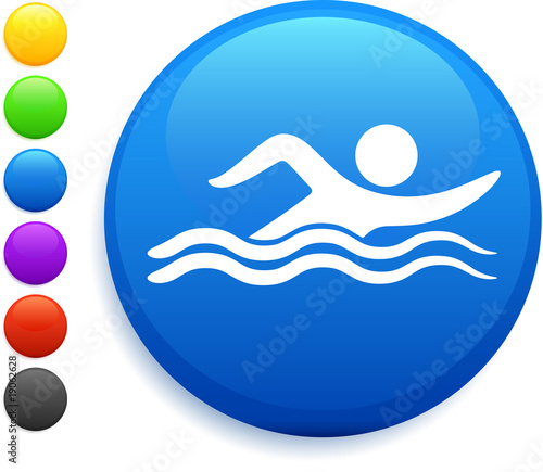 swimming icon on round internet button