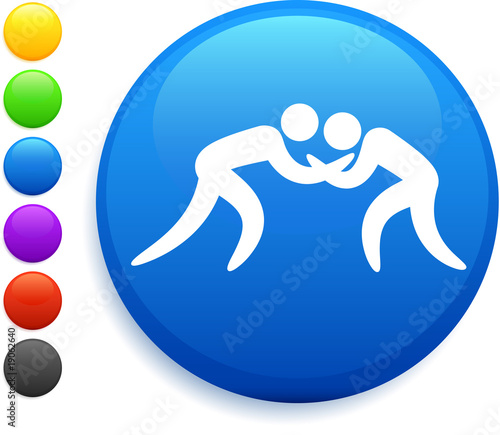 wrestling icon on round internet button