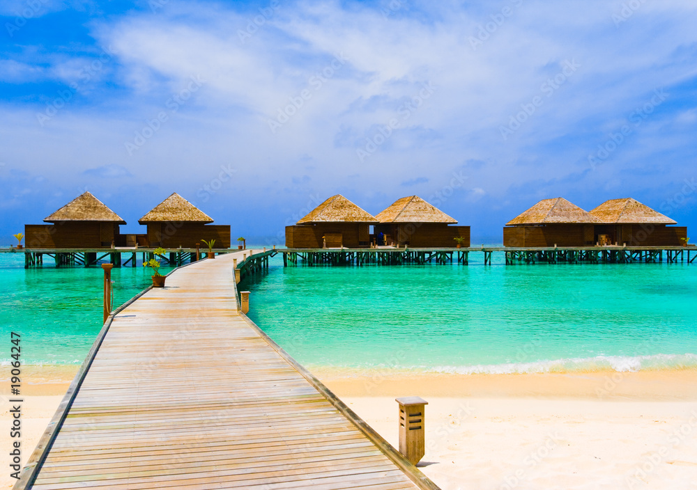 Water bungalows and pathway