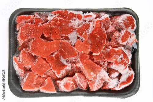 Frozen stew meat top view