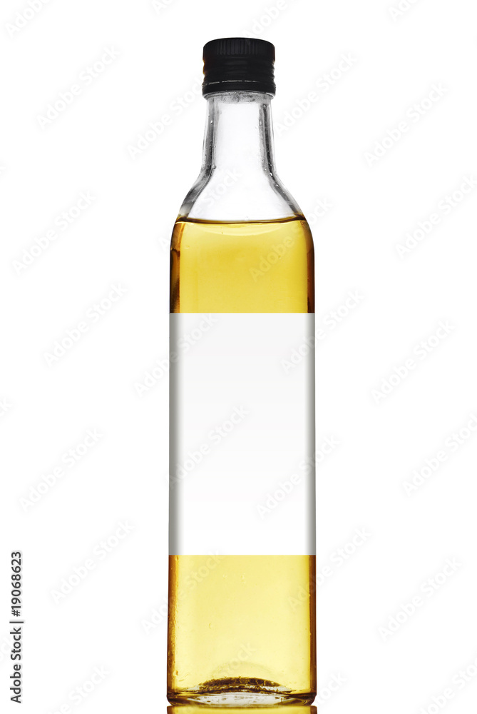 Olive oil bottle with blank label isolated on white Olive oil bottle with blank label isolated on white
