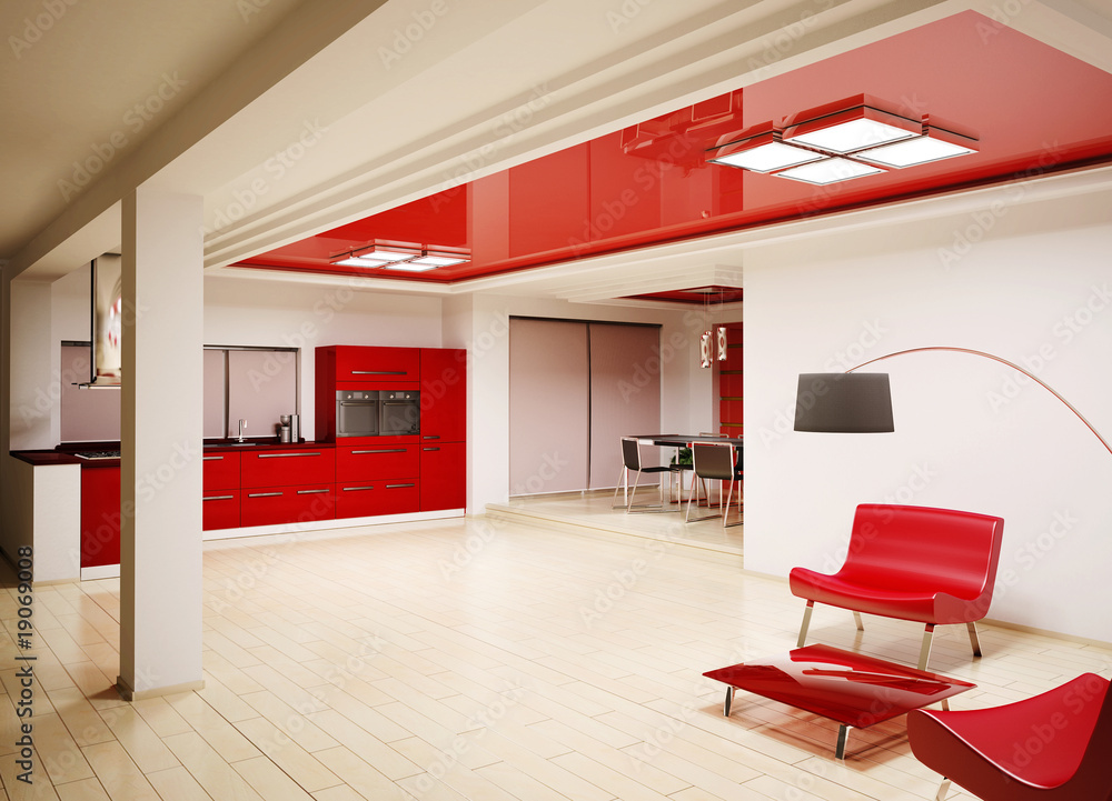Fototapeta premium Küche Innenaufnahme 3d render