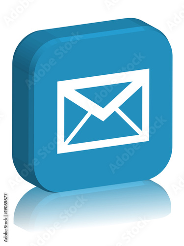 Bouton carré en 3D "E-MAIL - COURRIER" (vecteur - bleu)