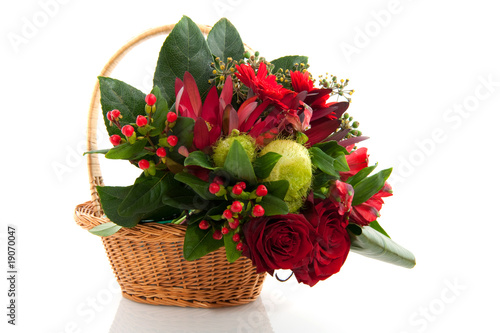 Basket with christmas flowers