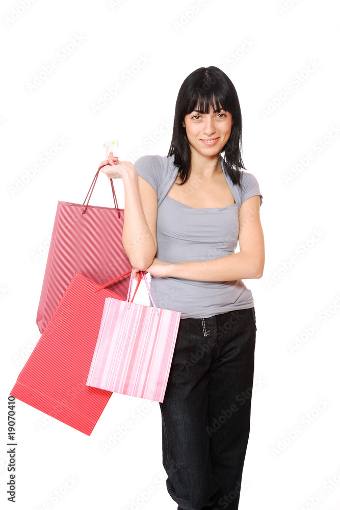 happy woman with shopping bags