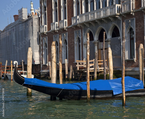 Grand Canal Gondola Reflections Mooring Poles Venice Italy © Bill Perry