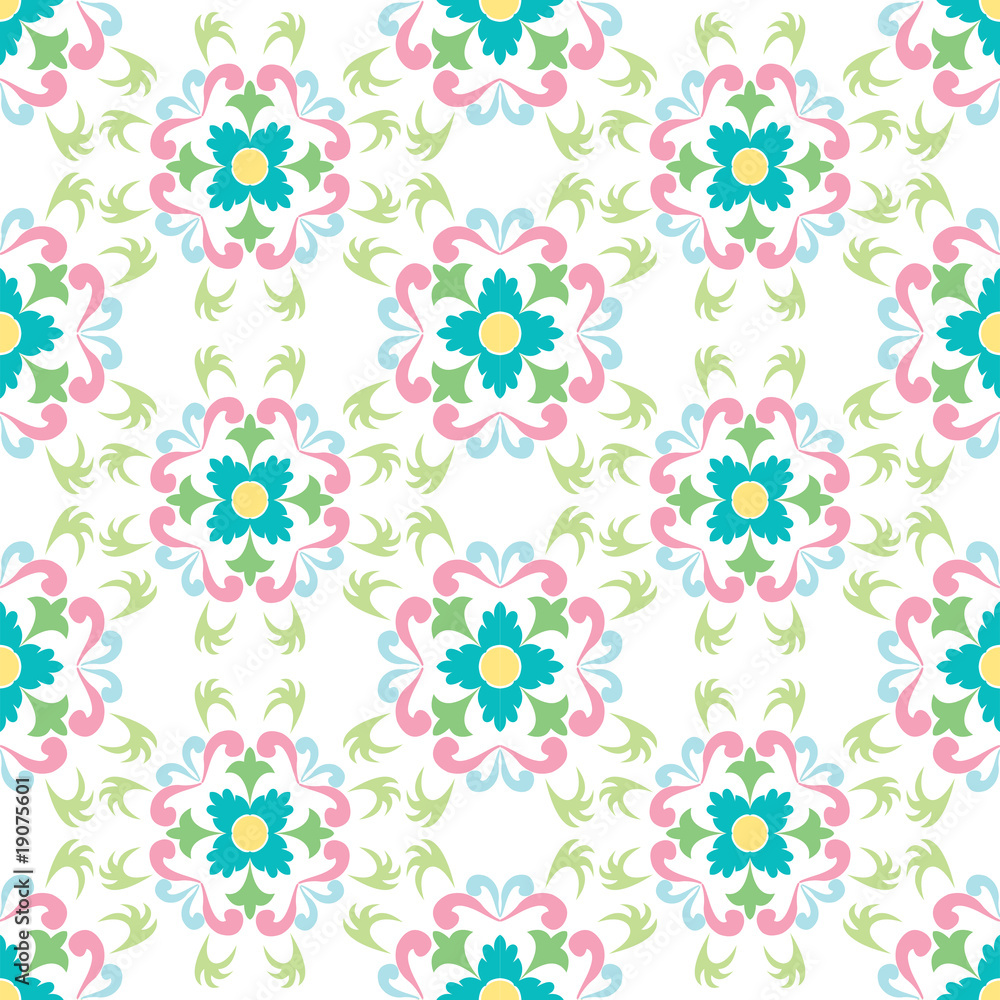 seamless flowers pattern isolated on white background