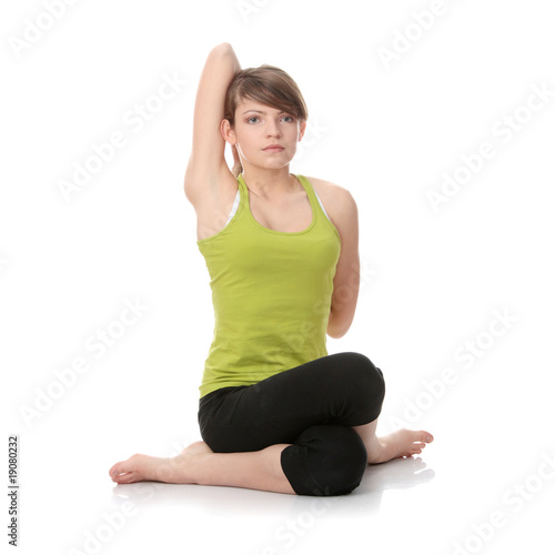 Teen girl exercising