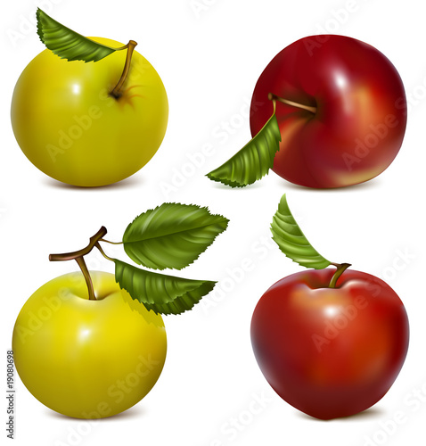 Vector illustration.  Set of red and green apples.