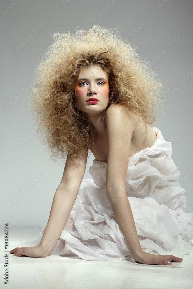 girl with shock hair-do