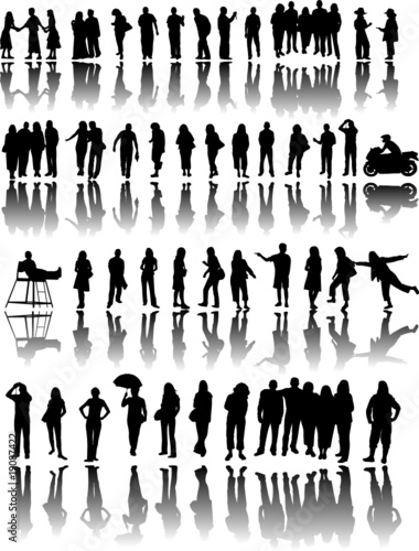 Silhouete of people with reflections