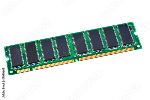 Computer memory chip in a white background