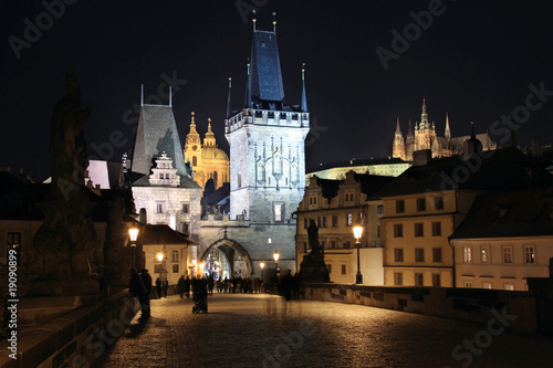 Prague Castle with Charles Bridge in the Night