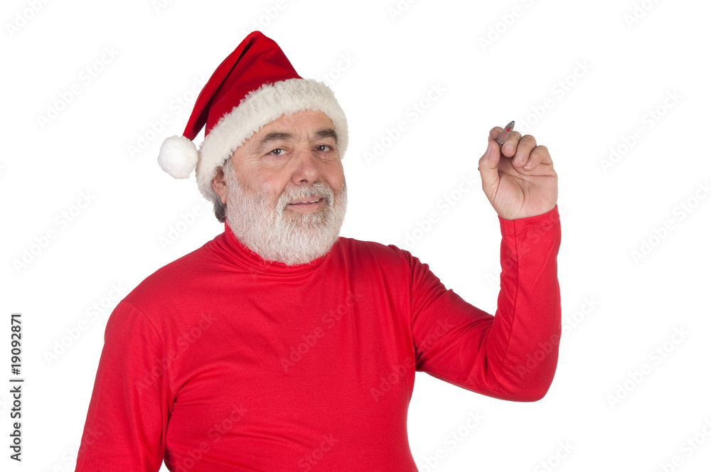 Funny Santa Claus writing with a pen Funny Santa Claus writing with a pen