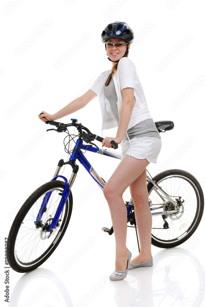 Young beautiful girl with her bike. Young beautiful girl with her bike.