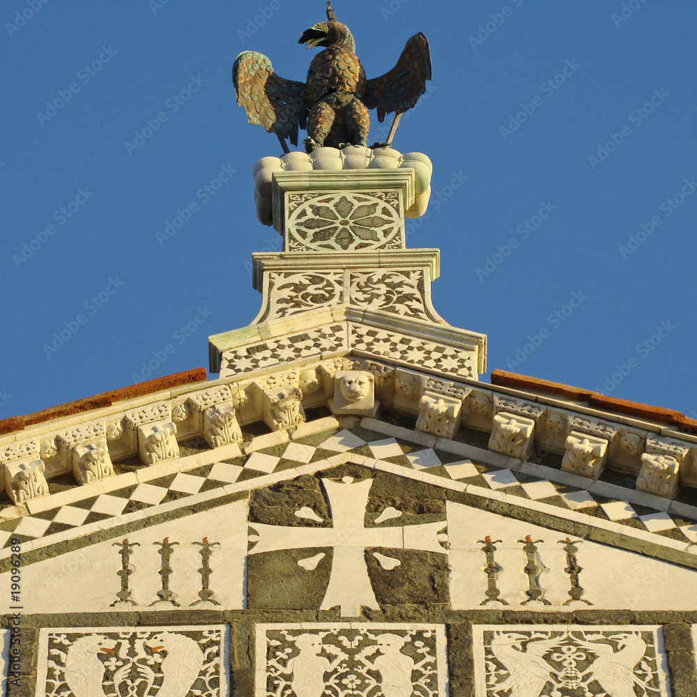 fragment of beautiful facade of famous basilica in Florence