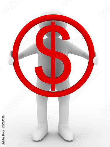 businessman holds dollar on...