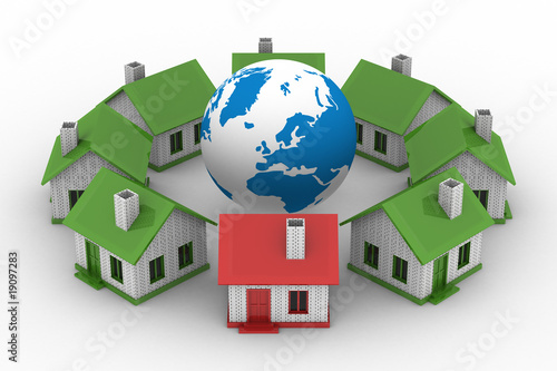 houses standing around glob...