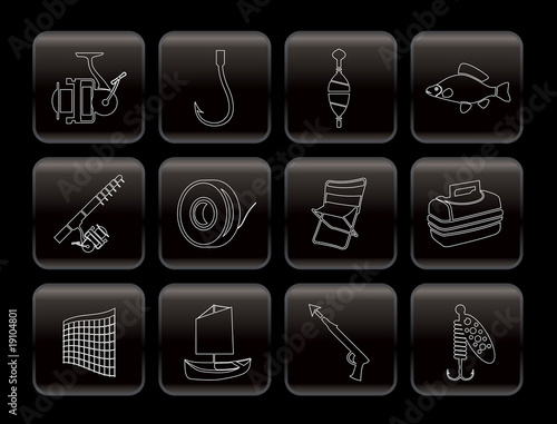 Simple Fishing and holiday icons - vector icon set