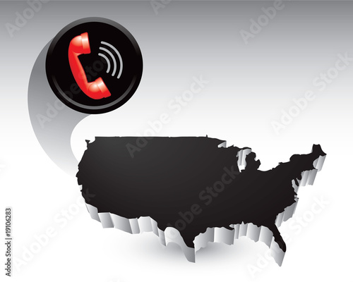 red telephone over black united states icon
