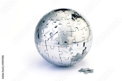 Globe puzzle isolated on white