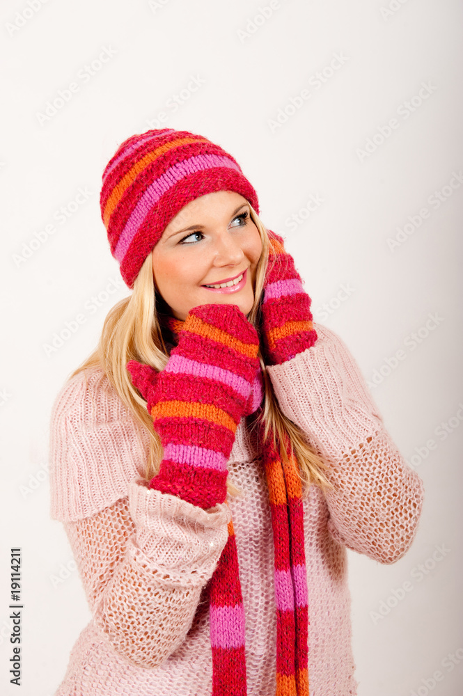 young beautiful wonter woman in hat and gloves young beautiful wonter woman in hat and gloves
