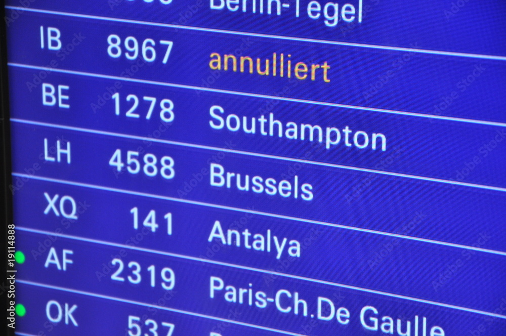 Flug annulliert Flug annulliert