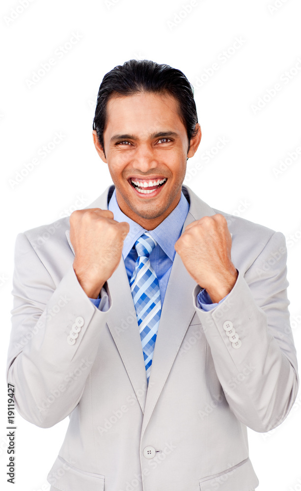 Portrait of a successful businessman punching the air Portrait of a successful businessman punching the air